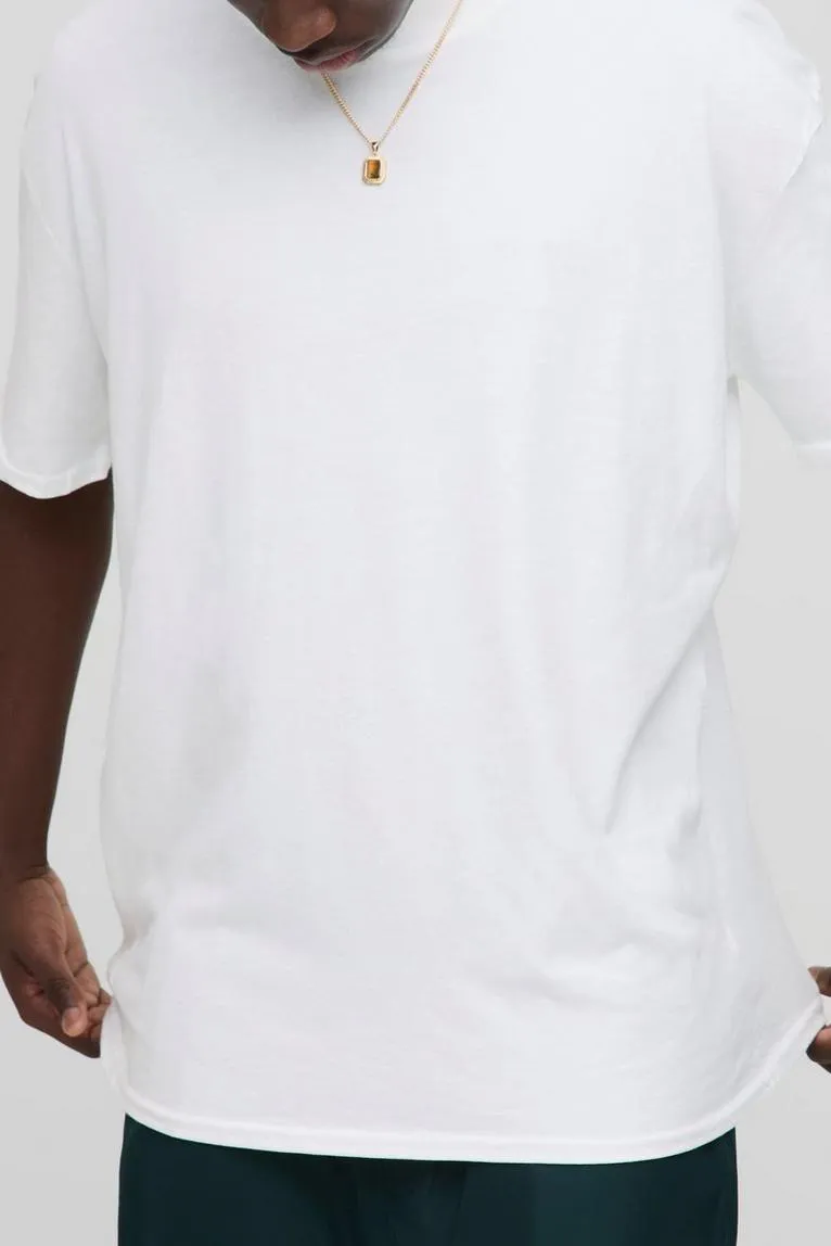 Oversized Extended Neck Club Cotton Crew Neck T-Shirt