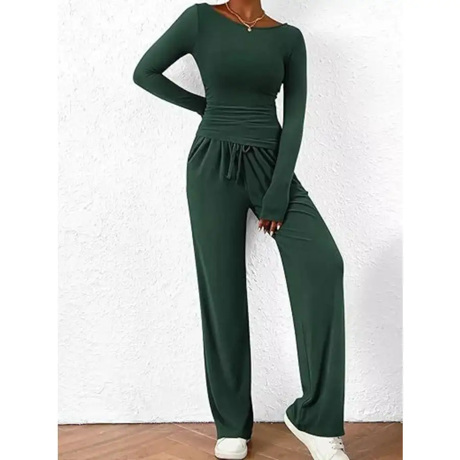 Everyday Long Sleeve Top and Wide Leg Pants Set