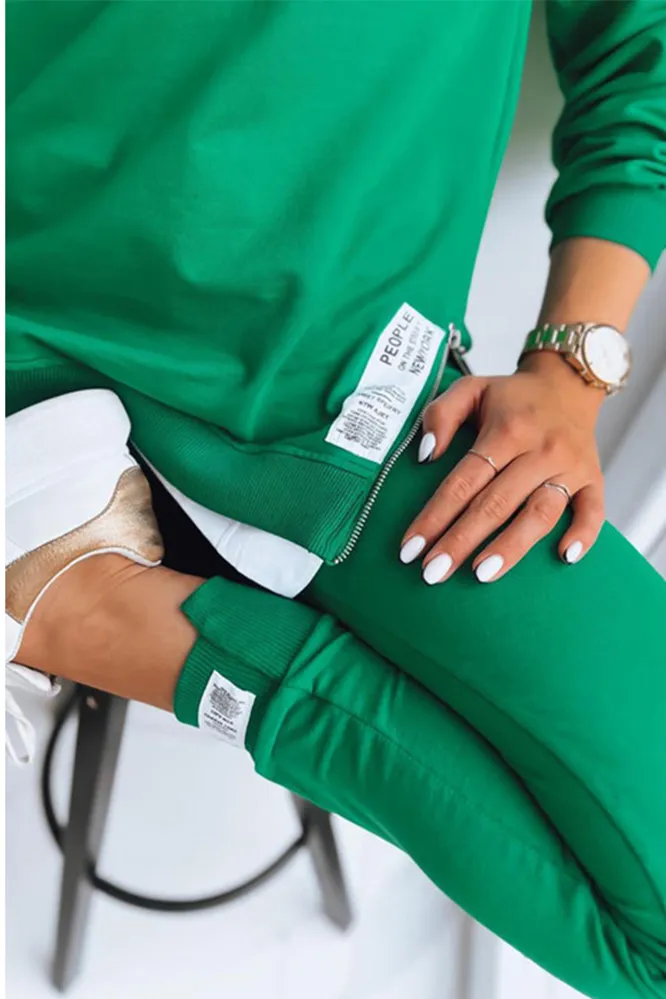 Women's Fashion Side Slit Fake Two-piece Top & Pants Two-piece Set