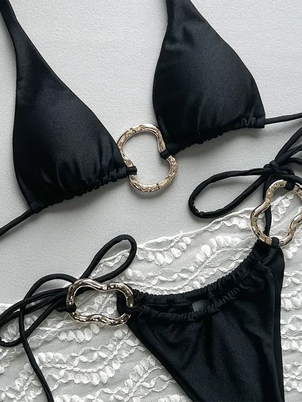 Deep V Clean Bikini Top Swim Set