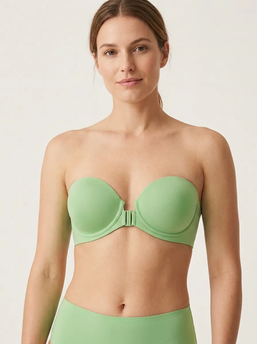 Women's Molded-Cup Clean-Line Front-Closure Strapless Bra