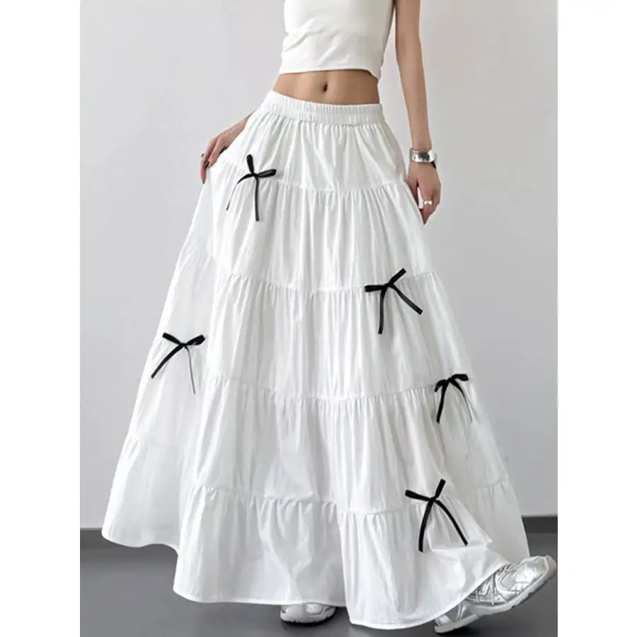 Tiered Bow Maxi Skirt