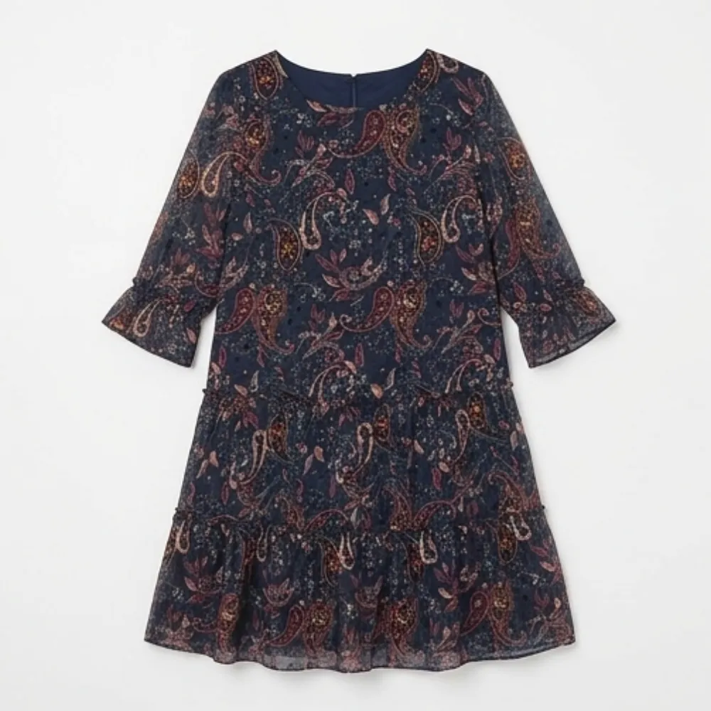 Tiered Floral Chiffon Midi Dress