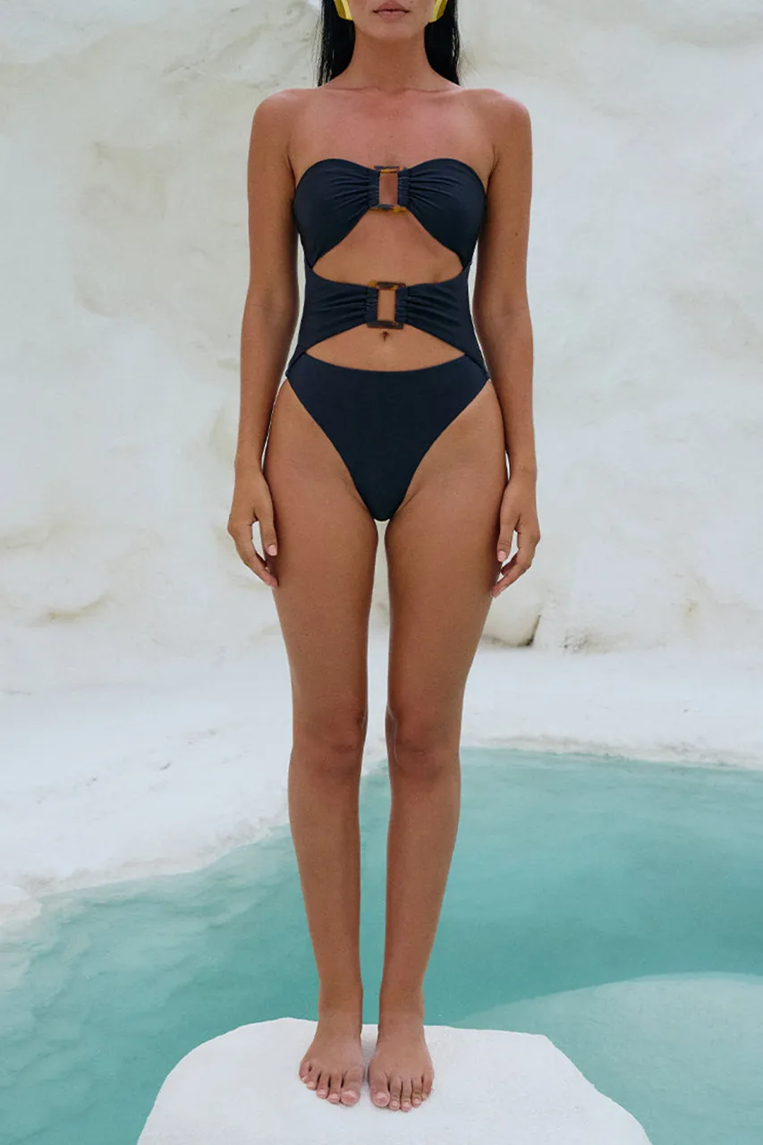Solid Color One-Piece Swimsuit