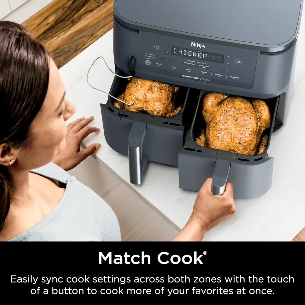 Ninja Air Fryer, Thermometer, Roast, Bake, Air Fry, Crisps, Broil, Reheats, Keep Warm