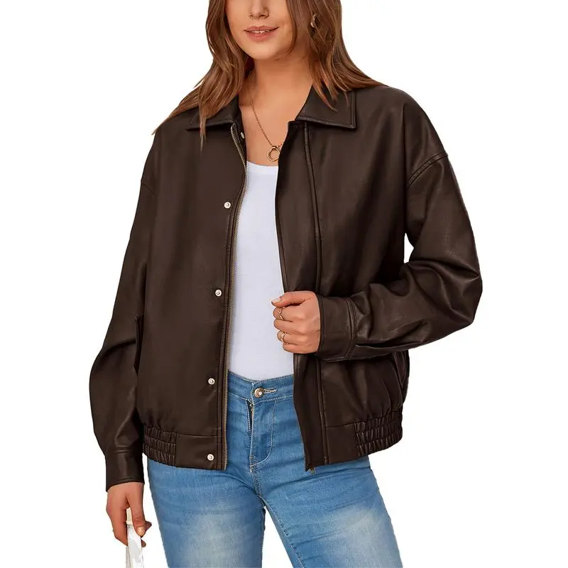 Women'S Faux Leather Motorcycle Jacket