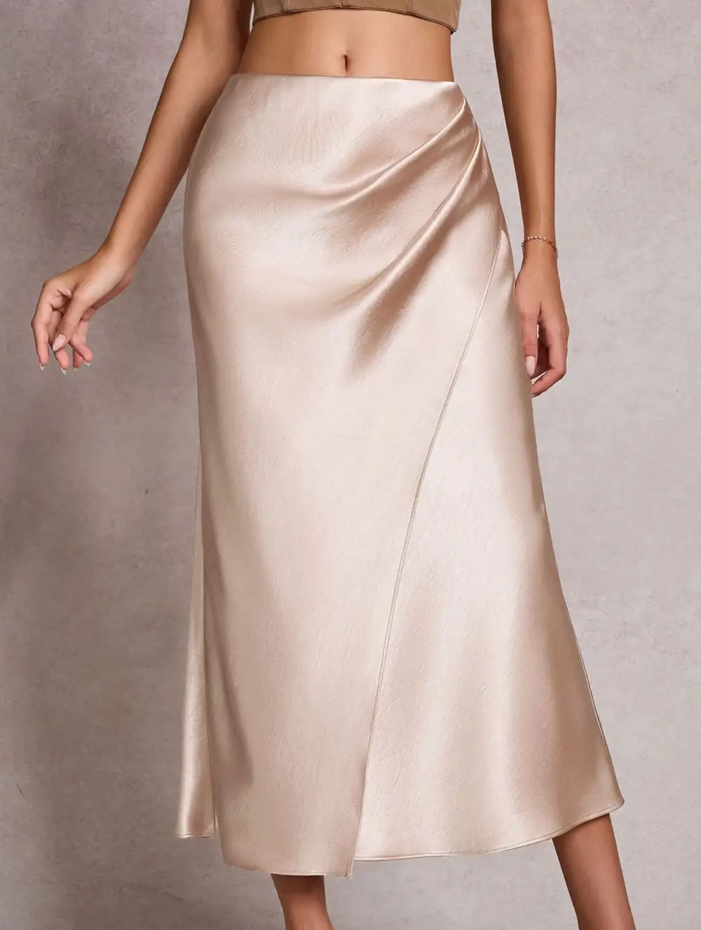 Satin Elastic Waist Bodycon Skirt