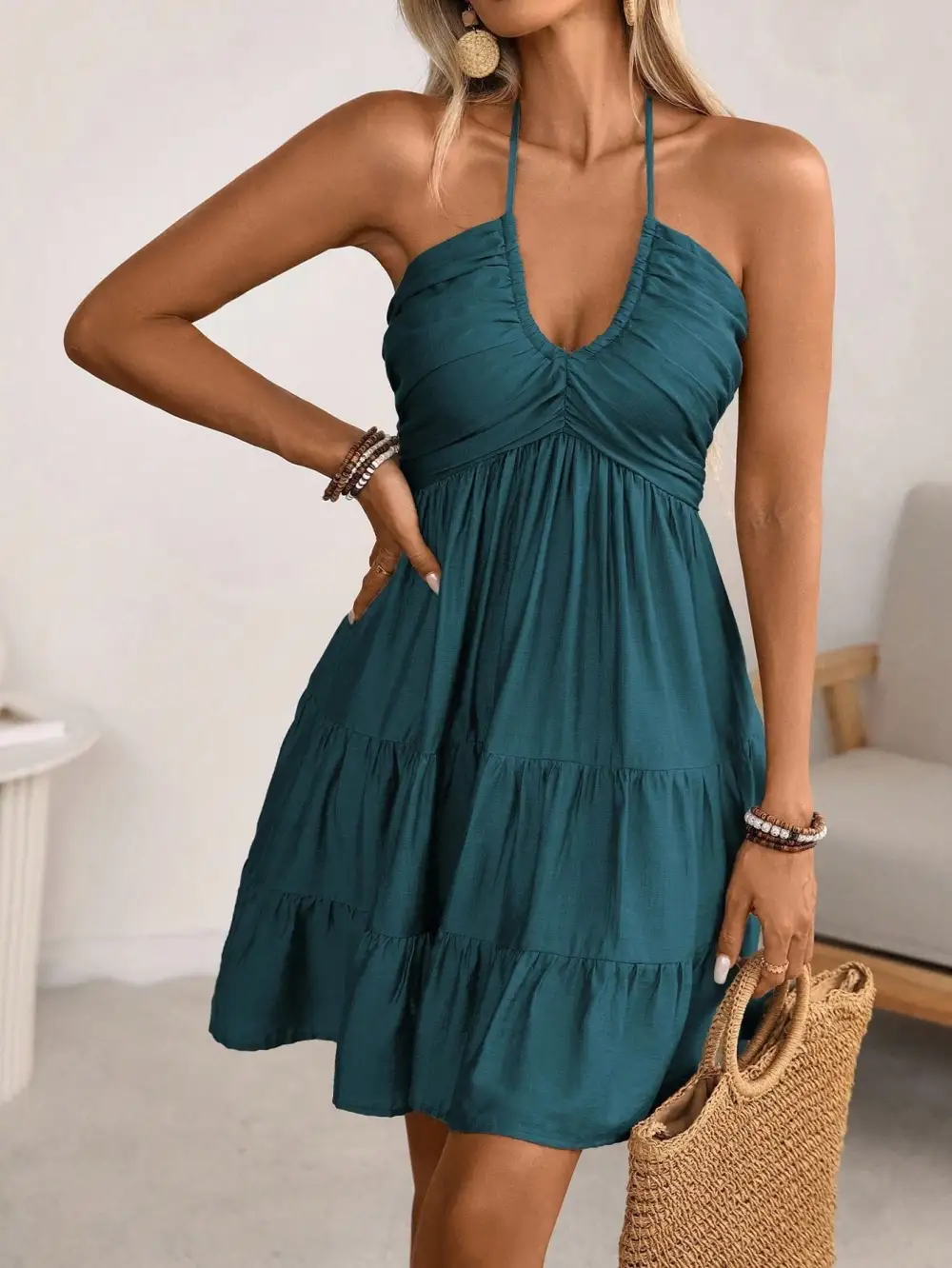 Tiered Halter Casual Dress
