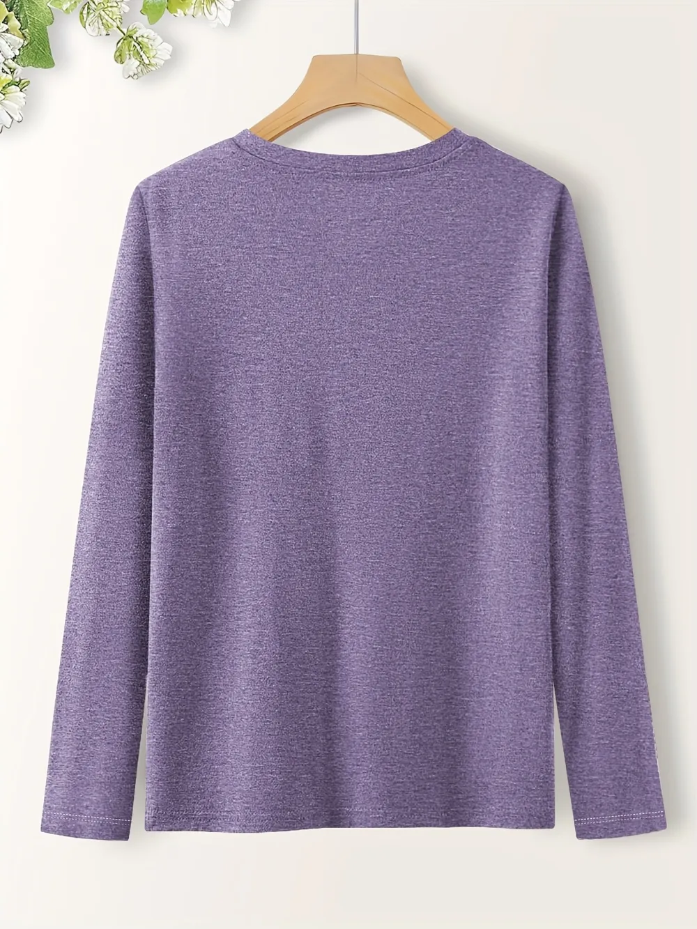 Purple Flowers Print Long Sleeve T-shirt
