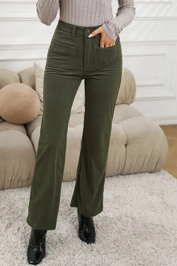 Lightweight High Waist Pocket Detail Pants