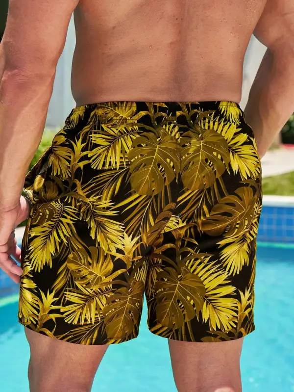 Men's Tropical Drawstring Swim Trunks