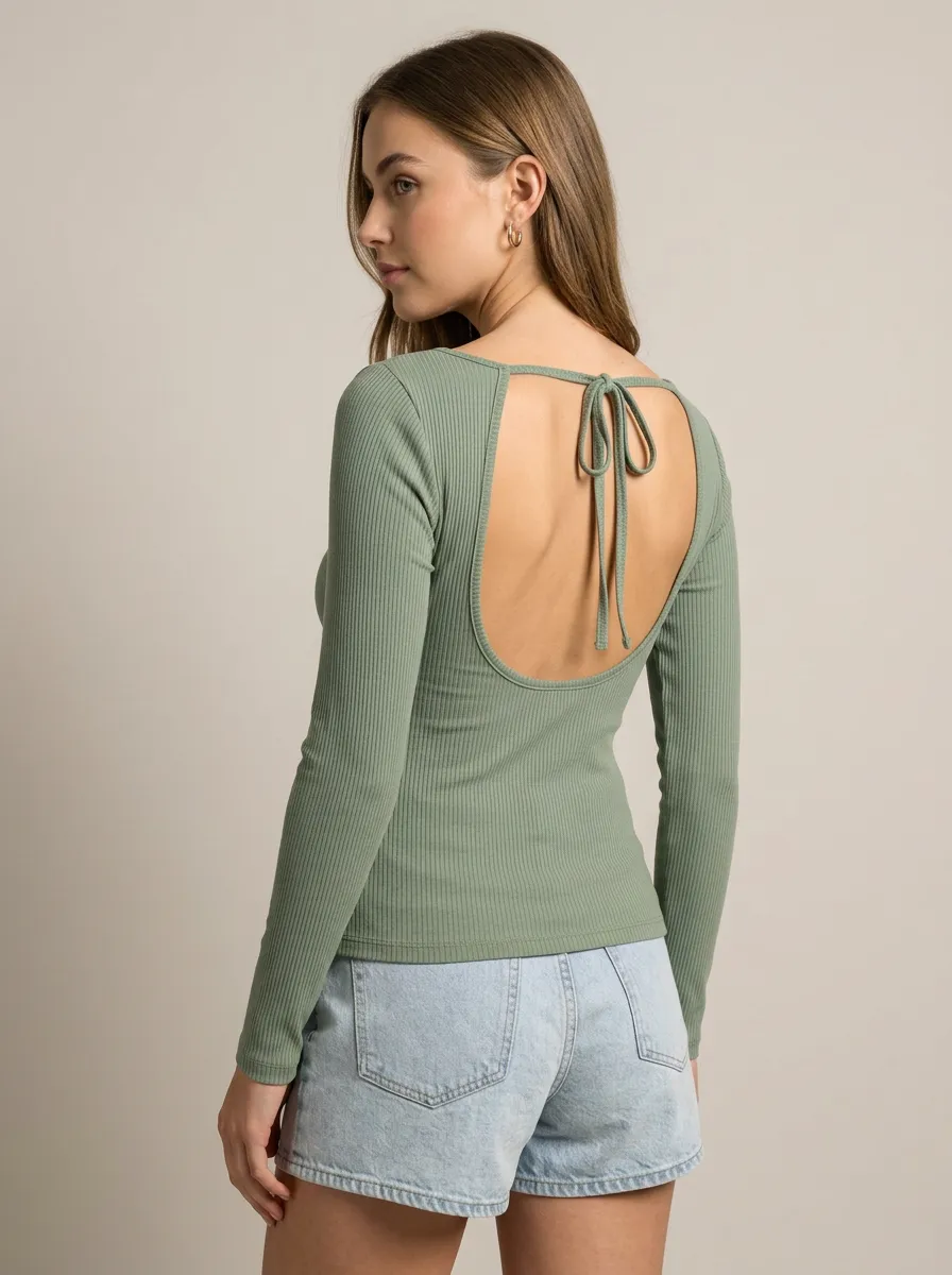 Women's Essential Ribbed Open Back Camisole