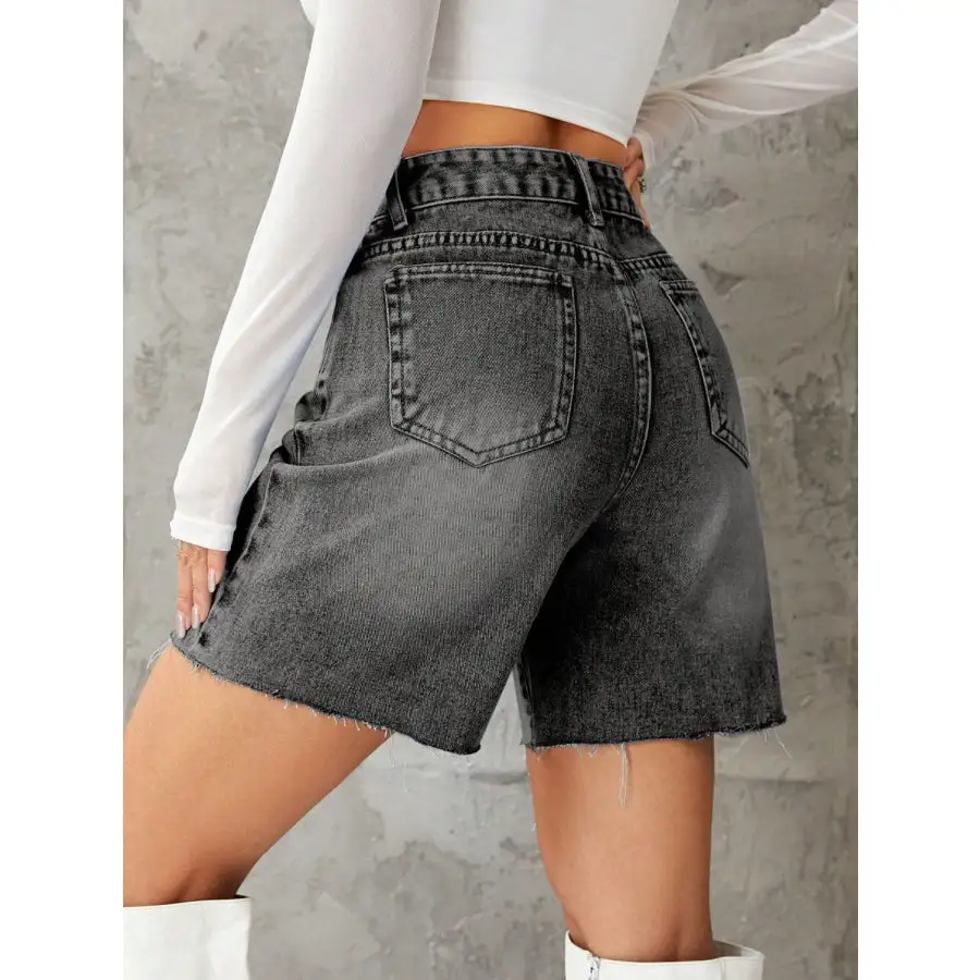 Frayed Hem Denim Shorts