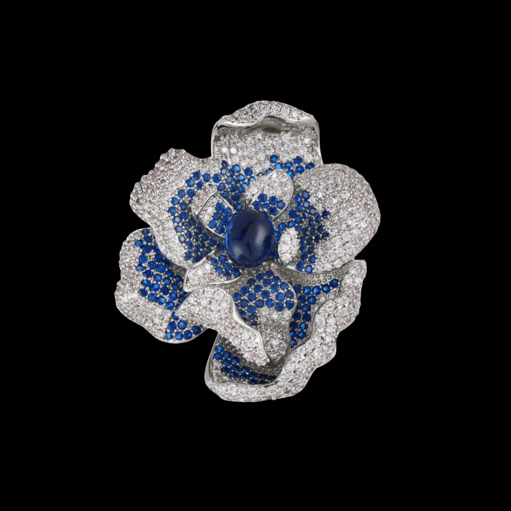 Layered Flower Crystal Brooch