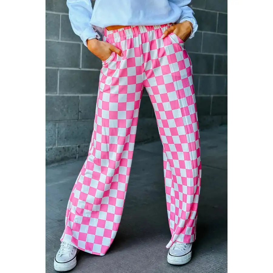 Checkered Wide Leg Pants