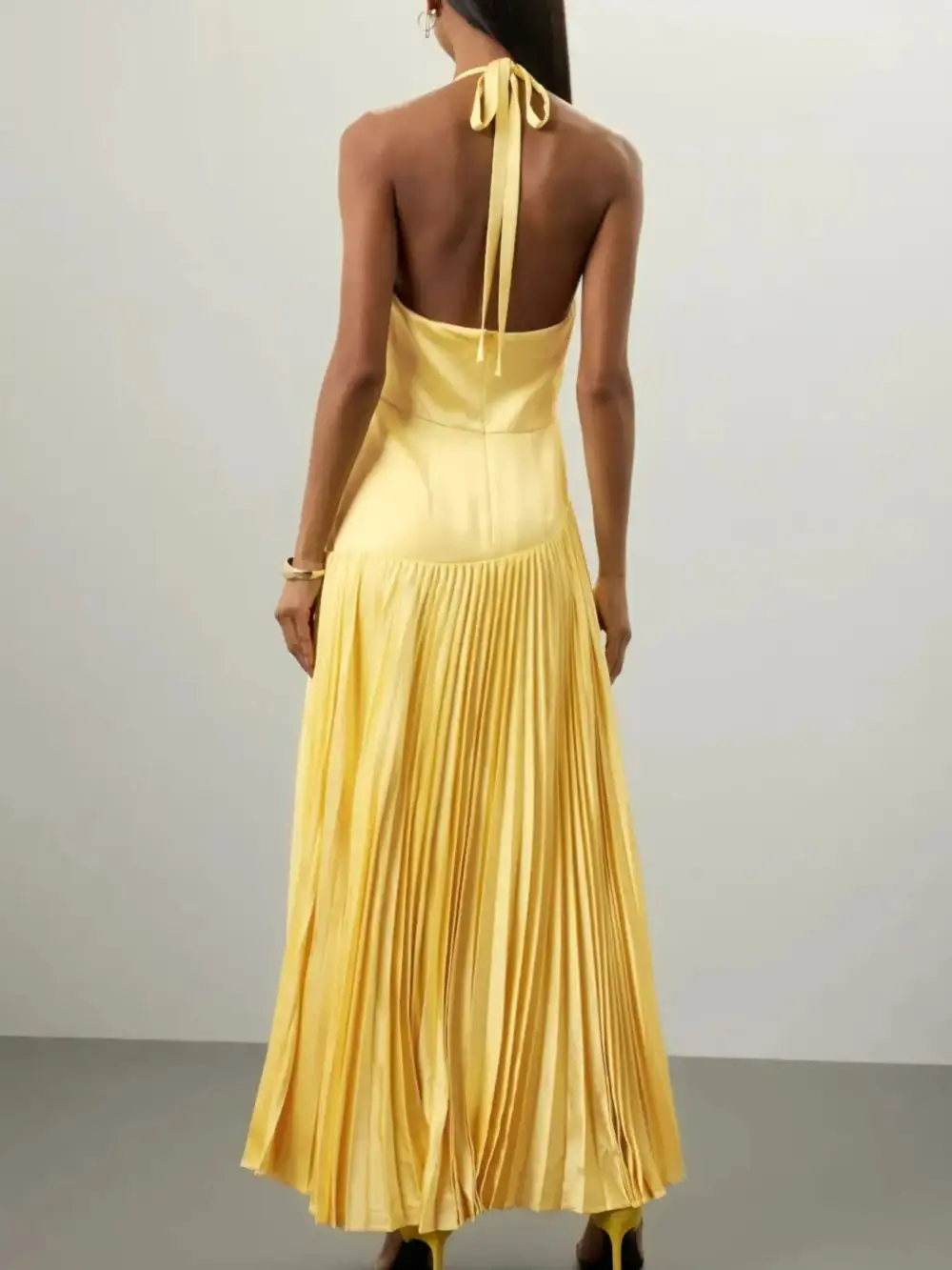 Textured Detail Pleated Maxi Dress