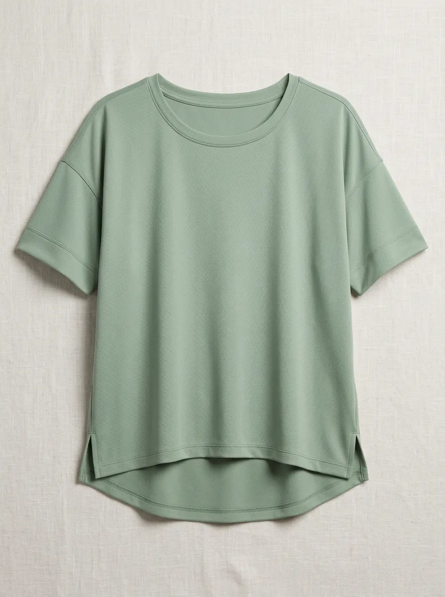 Women's Sage Green Solid Color Athletic Short Sleeve T-shirt