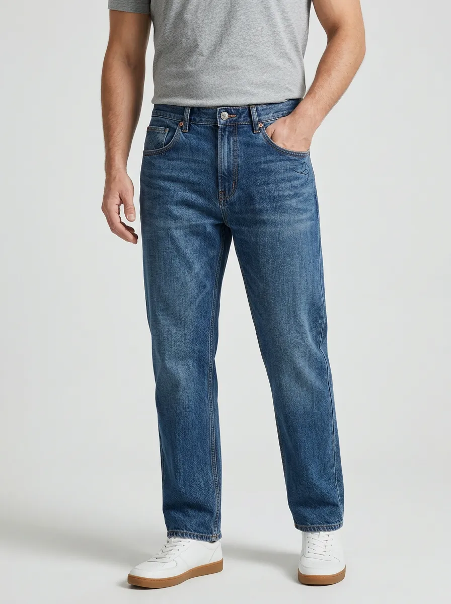 Straight Leg Classic Casual Men's Loose Fit Jeans