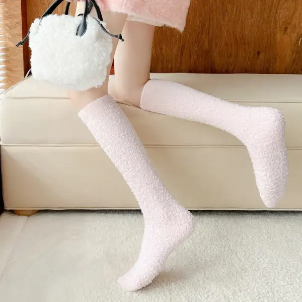 Thick Coral Fleece Leg Warmers