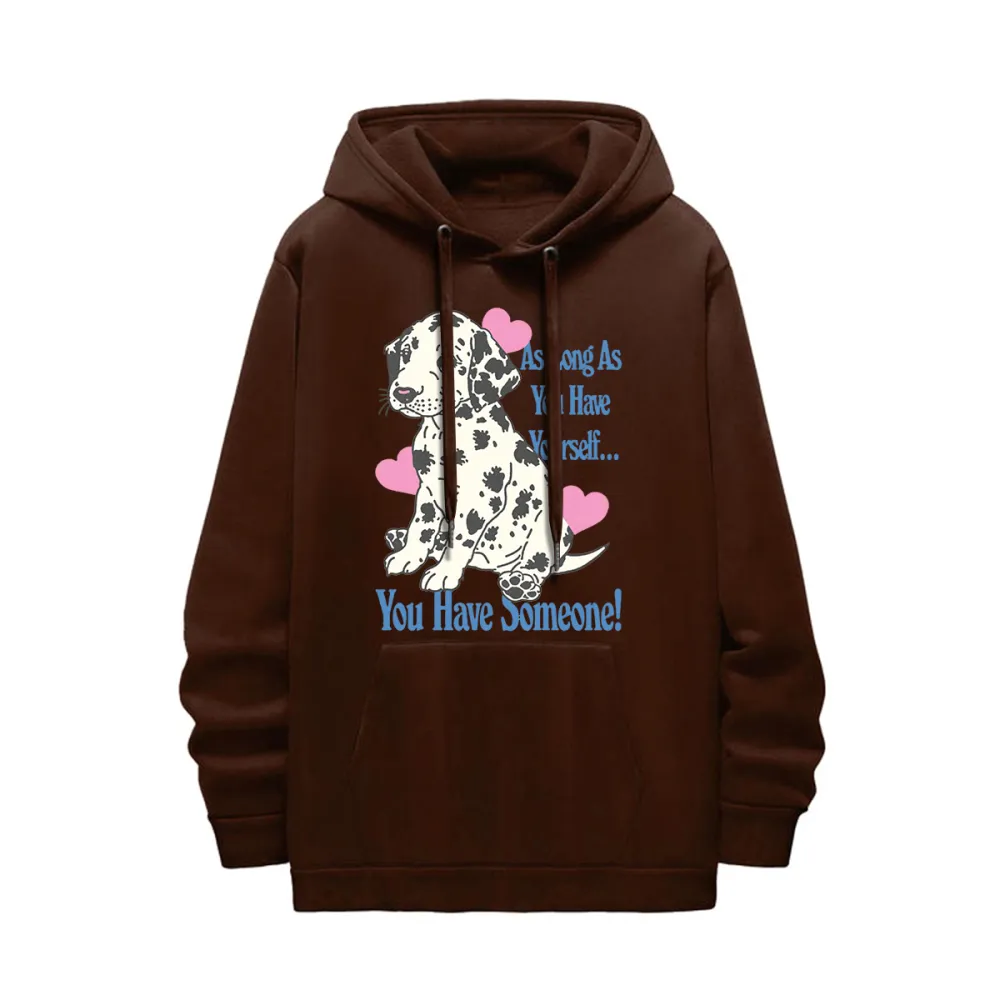 Dalmatian Print Gray Hoodie With Heart Accents