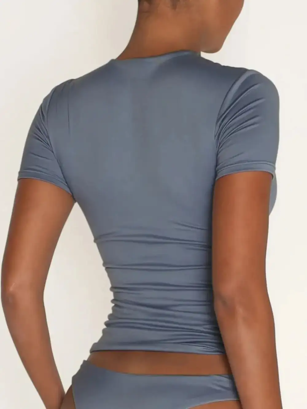Round Neck Short Sleeve Top Set Swim Cover Up