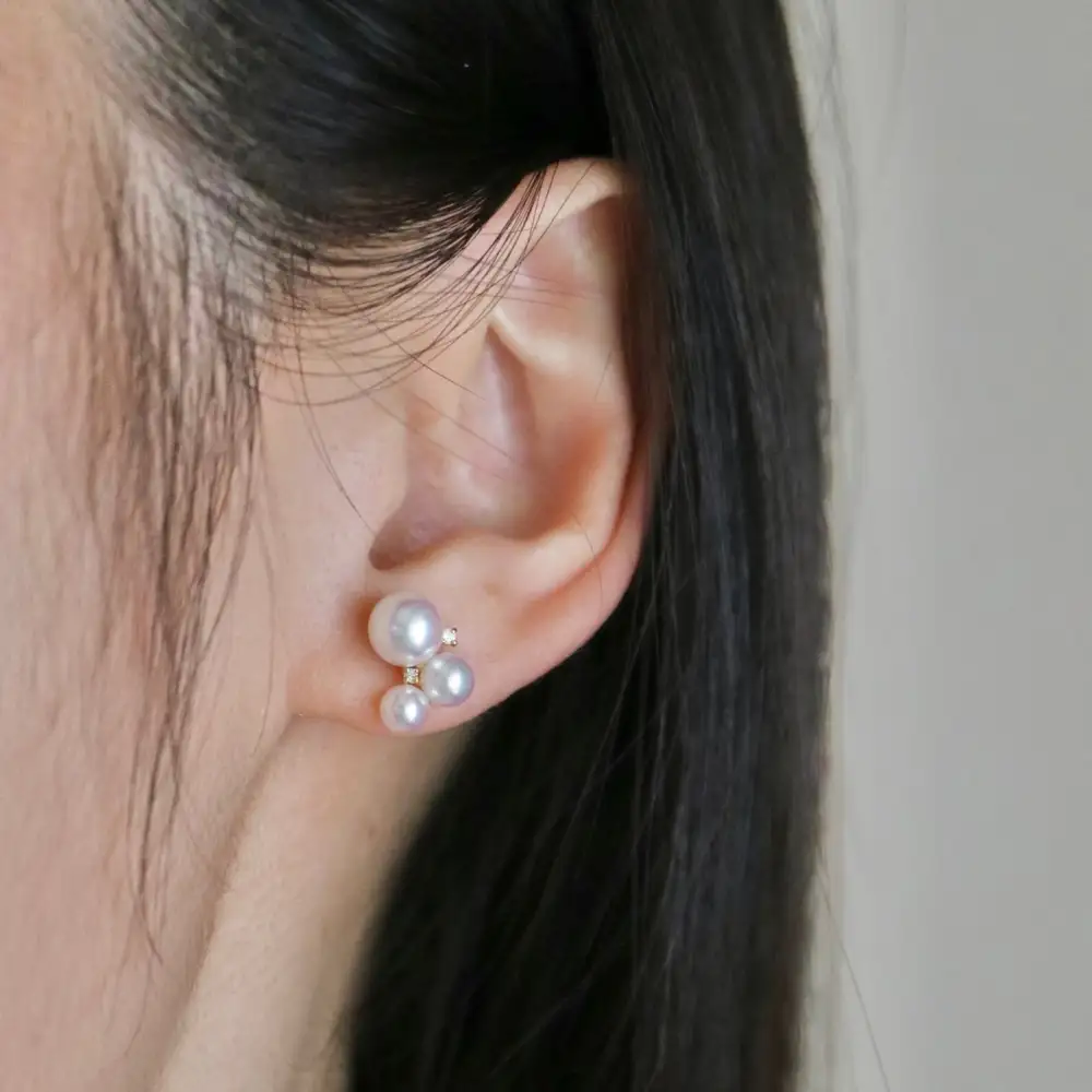 Diamond Accent Pearl Bar Stud Earrings