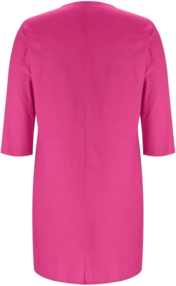 Women'S Solid Color Casual Cotton And Linen Dress-5-PACK