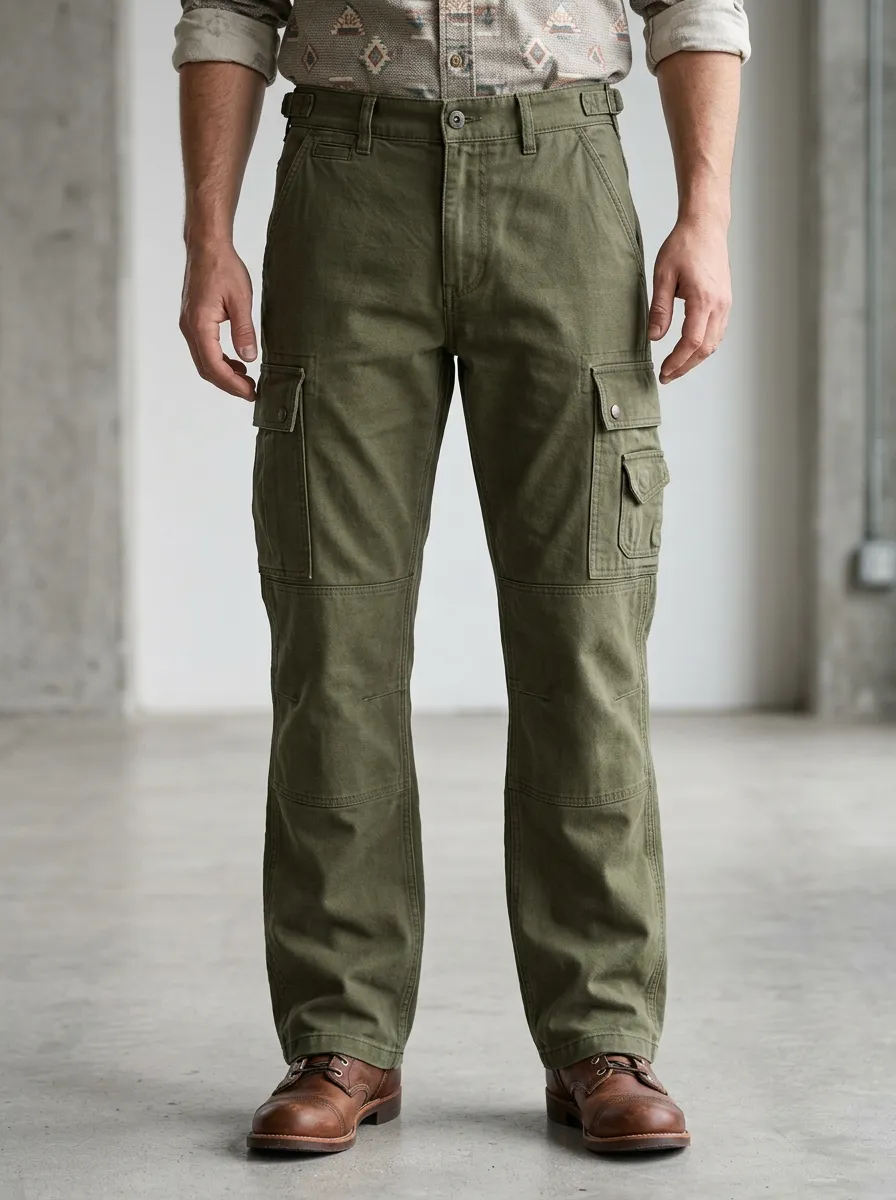 Men's Olive Green Tactical Multi-Pocket Cargo Pants