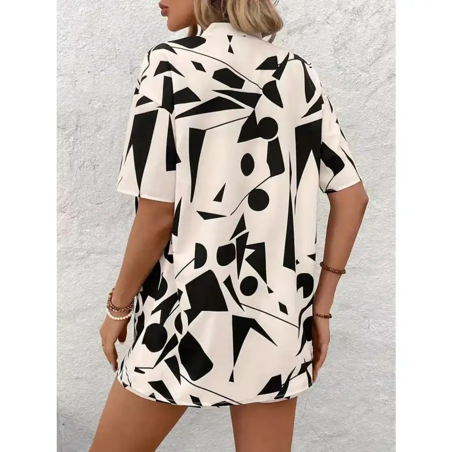 Printed Open Front Cardigan and Shorts Set