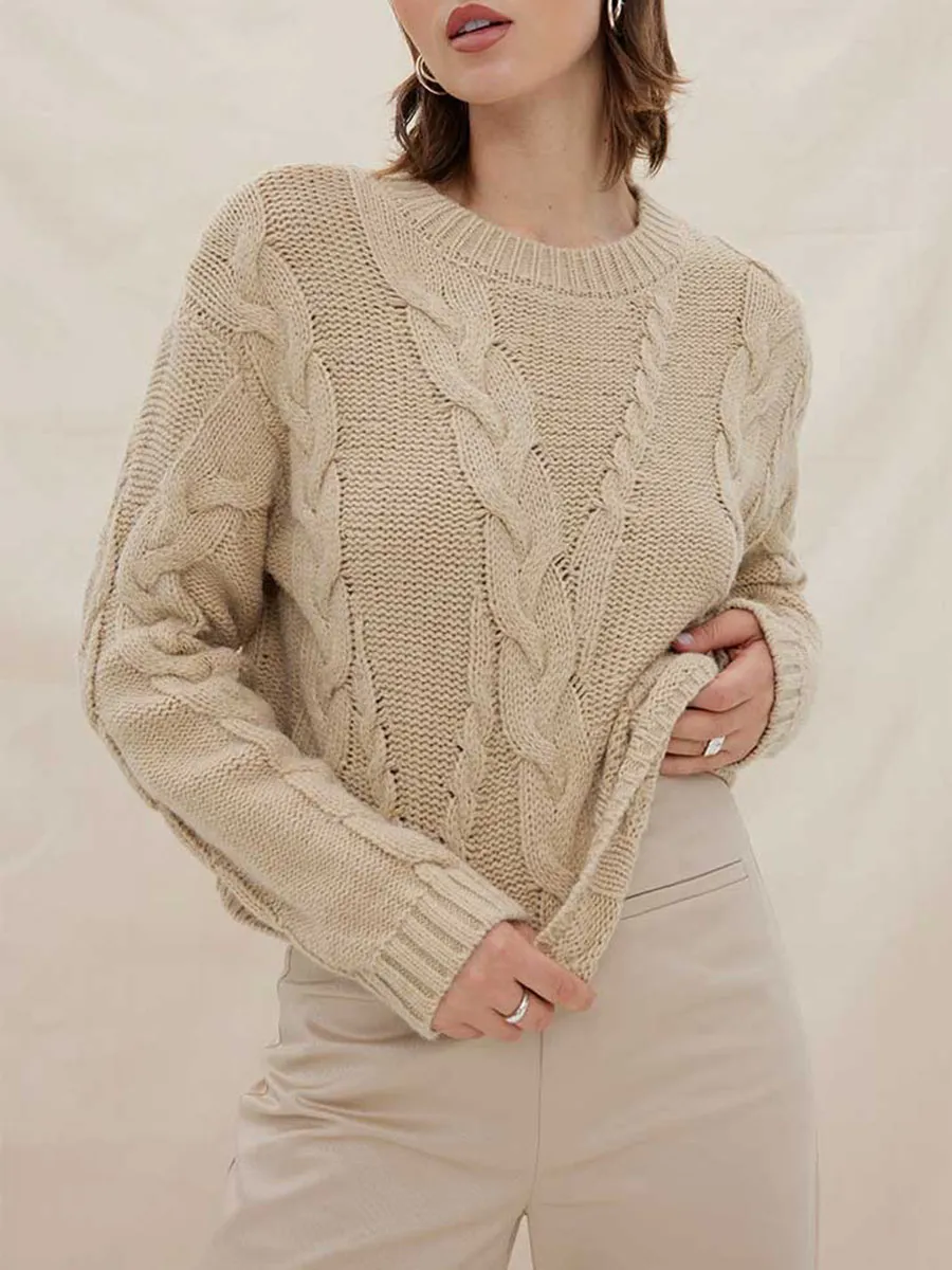 ROUND NECK DROPPED SHOULDER SWEATER