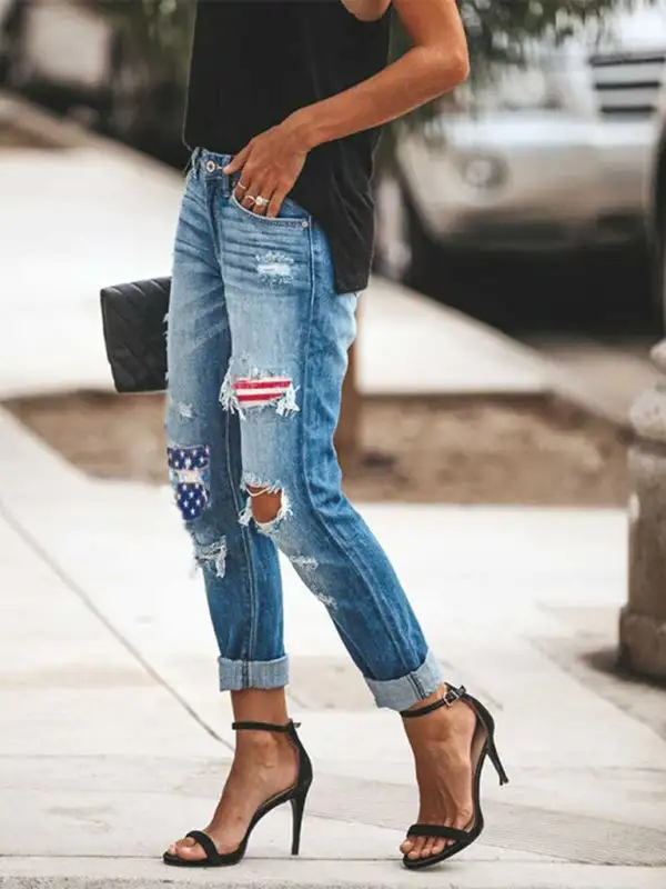 Tailored Ripped Denim Jeans