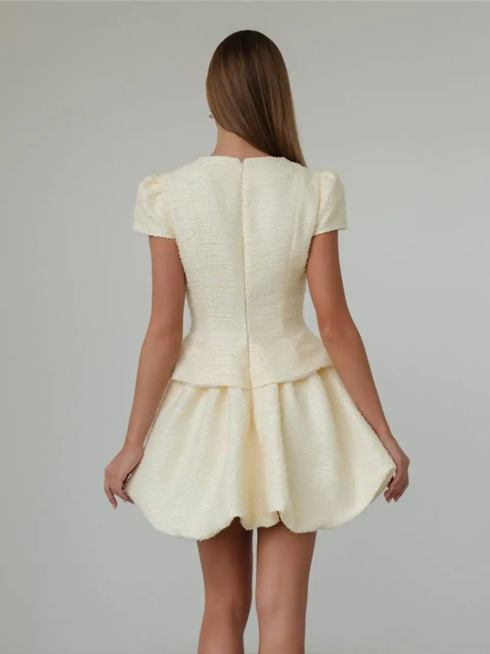 Natural Button Front Short Sleeve Coordinated Sets