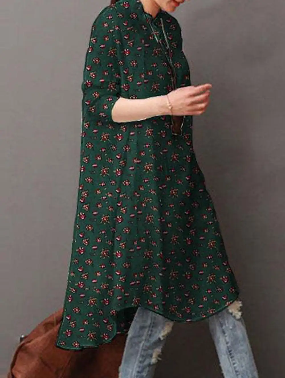 Vintage Long-Sleeved Floral Print Shirt