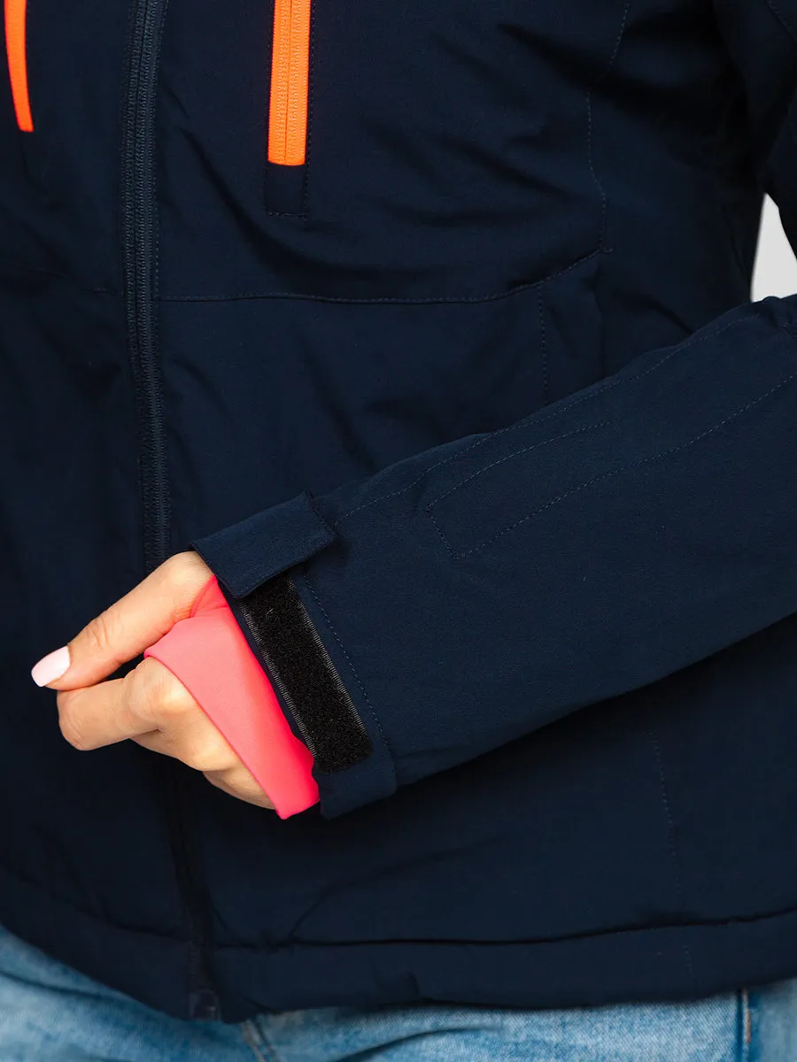 Dark blue women's winter ski jacket