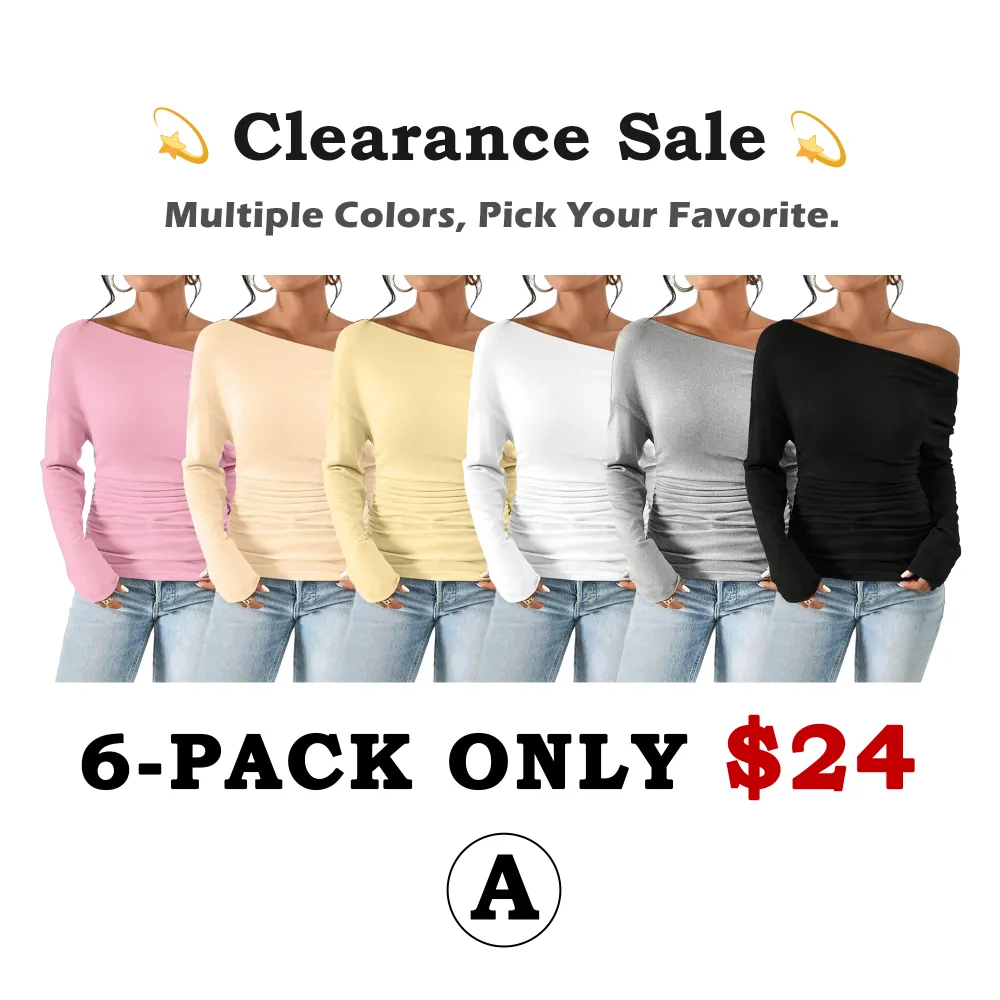 Women's Plain Ruched Asymmetrical Neck Drop Shoulder Tee, Casual Long Sleeve T-Shirt for Spring & Fall, Women's Top for Daily Wear