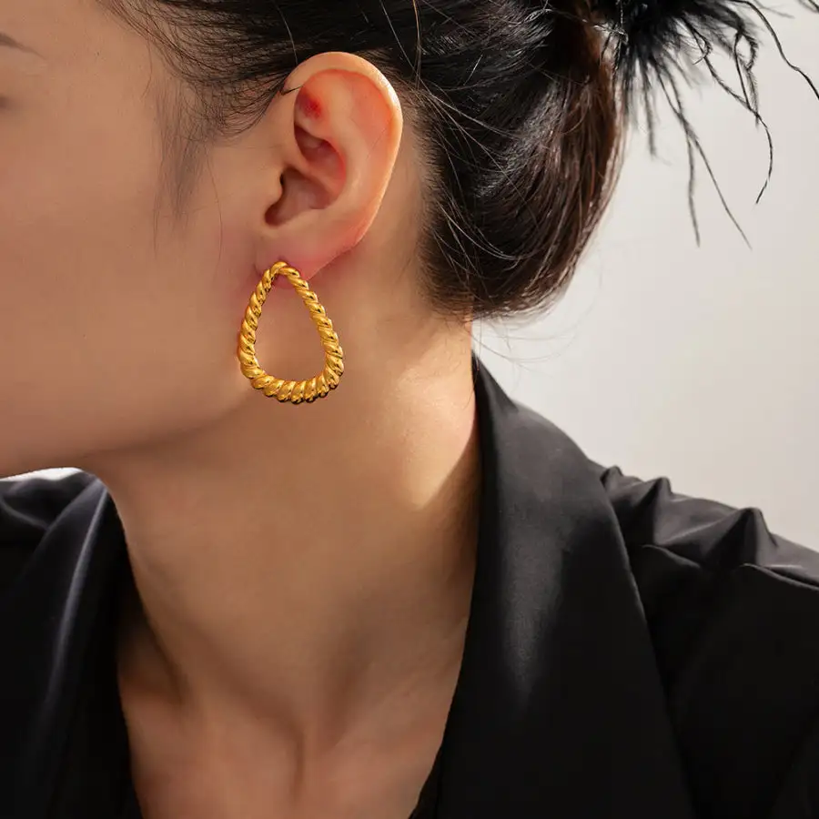 K Gold Plated Twisted Earrings
