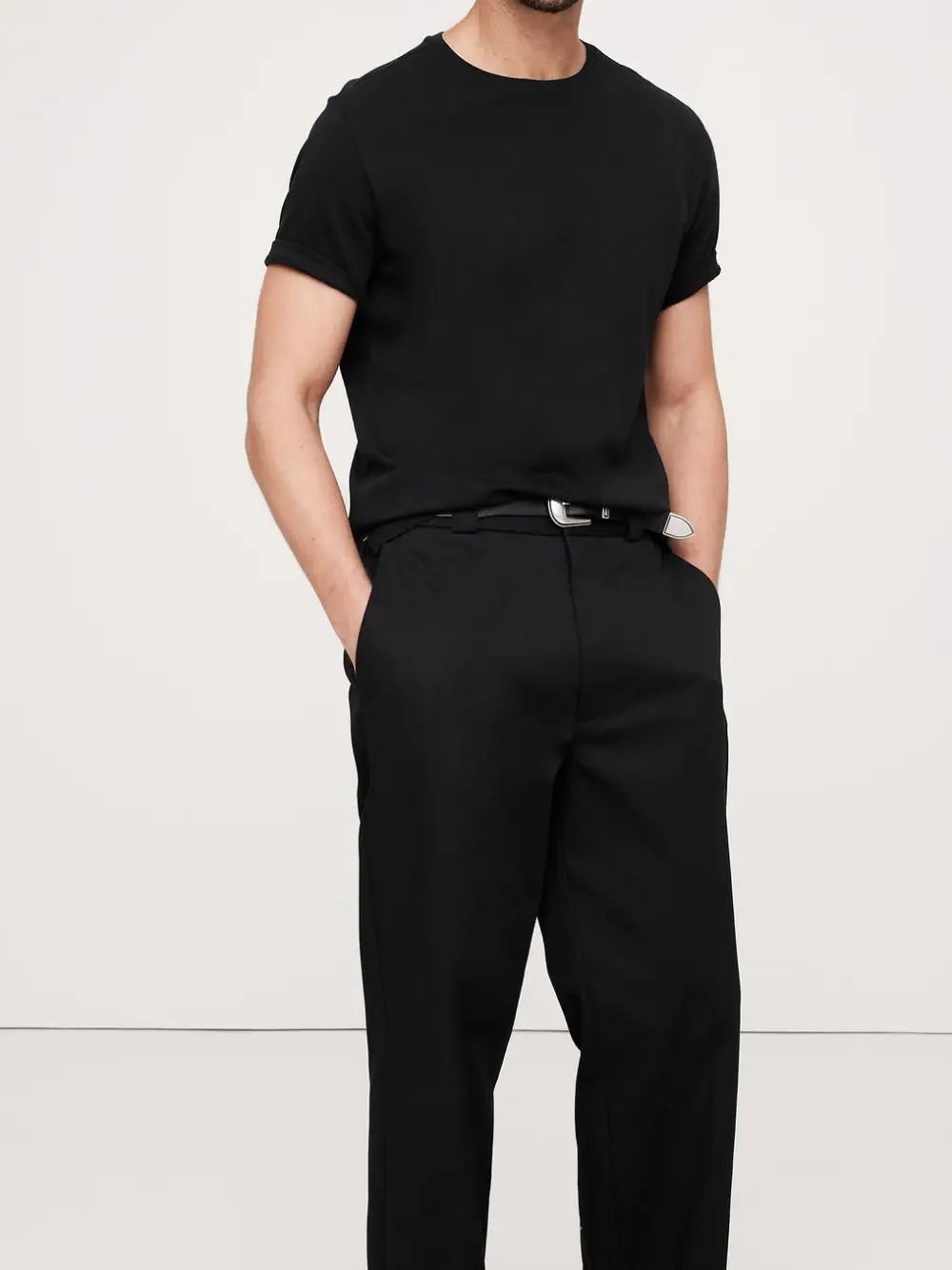 Men's Optic Black Simple Cotton Short Sleeve