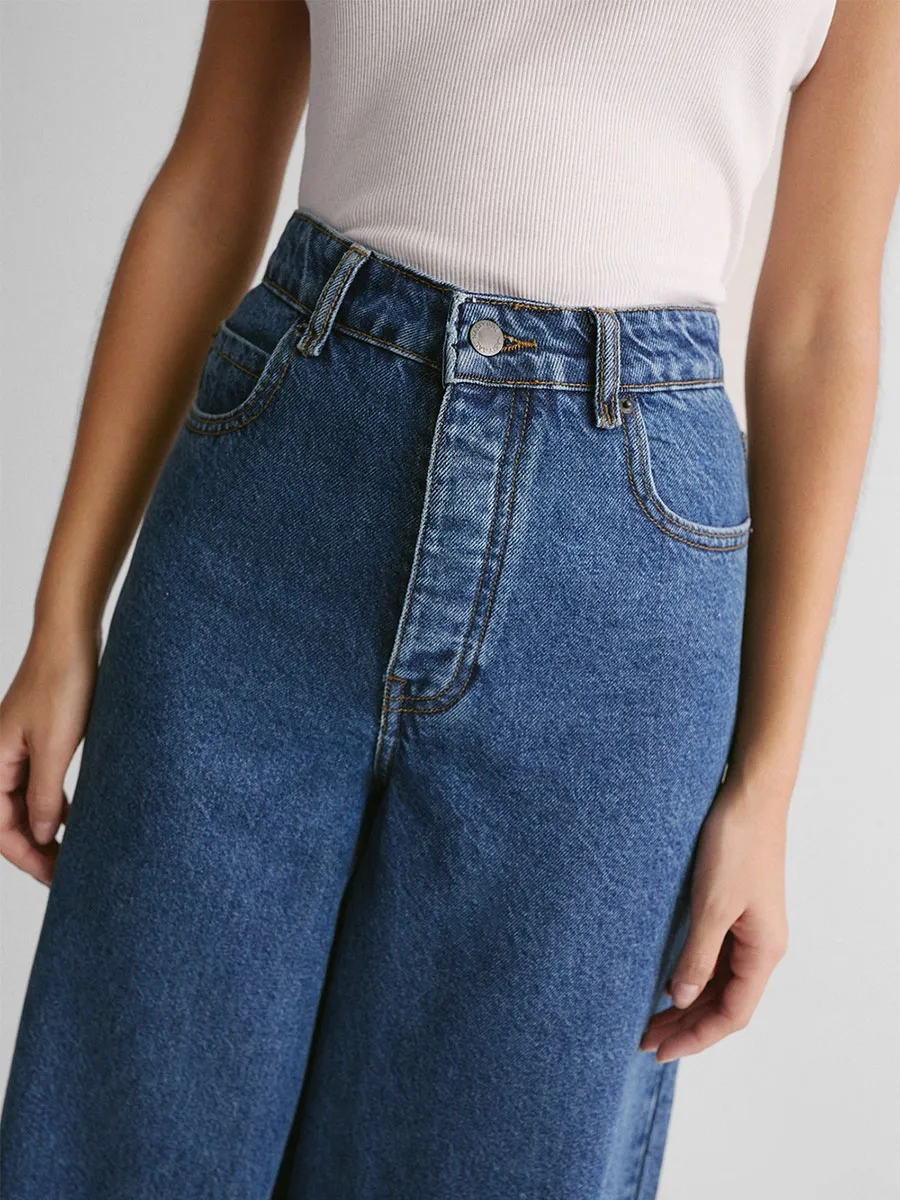 Women's Loose-Fitting Denim Wide-Leg Pants