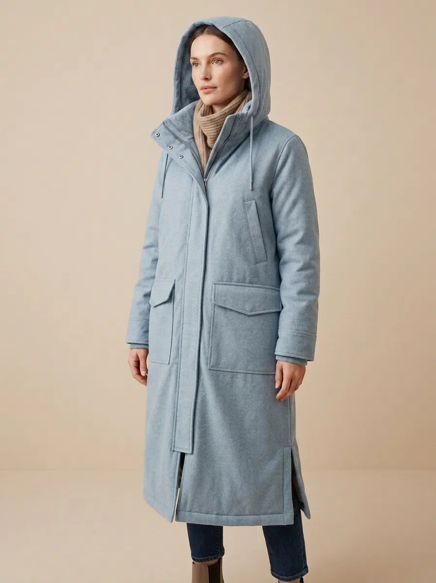 Modern-Layer Long Hooded Coat