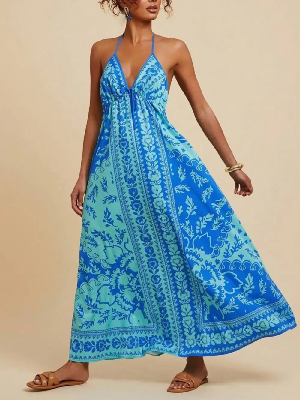 Balanced Detail Floral Printed Maxi Dress