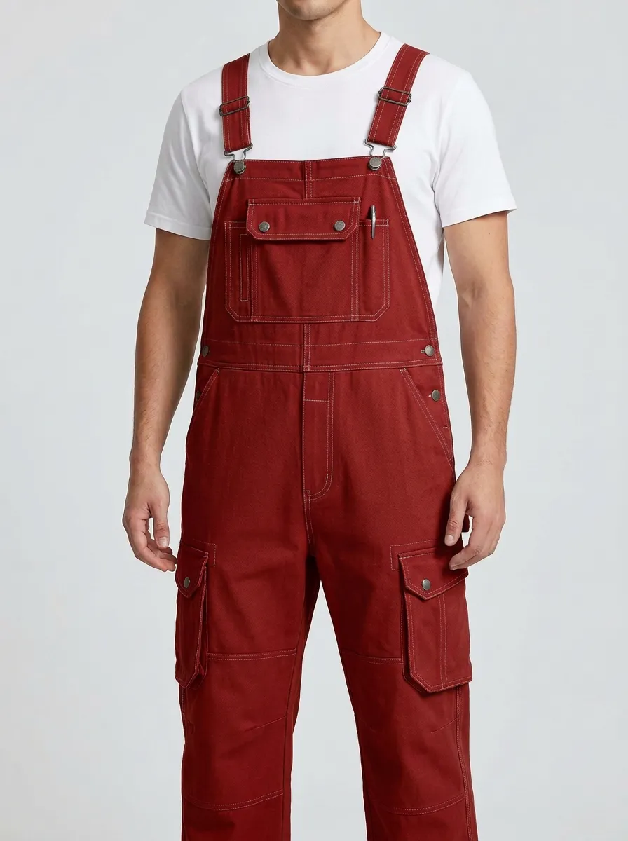Men's Classic Cargo Bib Work Overalls
