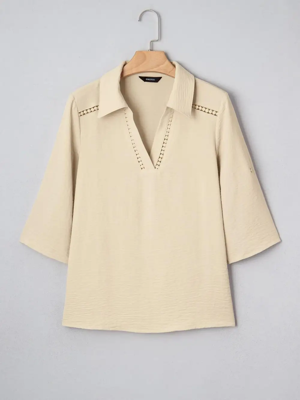 Collar Roll Up Sleeve Blouse