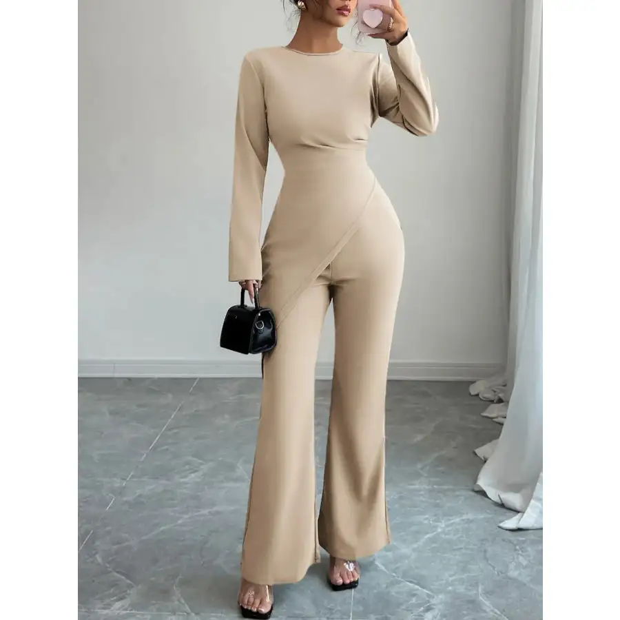 Asymmetric Long Sleeve Top and Pants Set