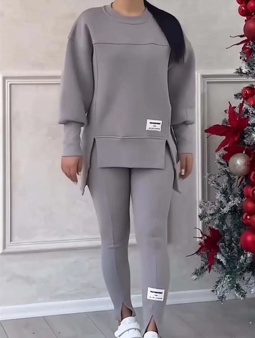 Irregular Long-Sleeved Sweatshirt Suit