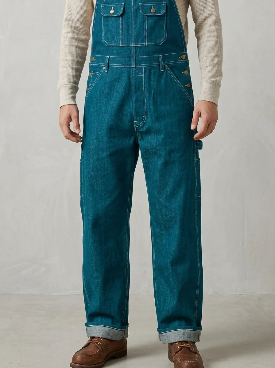 Men's Vintage Workwear Dark Denim Bib Overalls