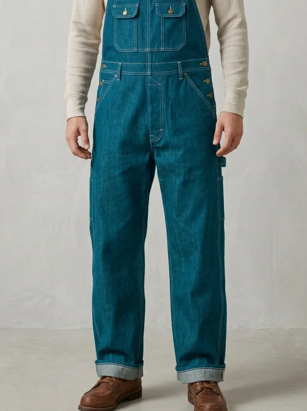 Men's Vintage Workwear Dark Denim Bib Overalls
