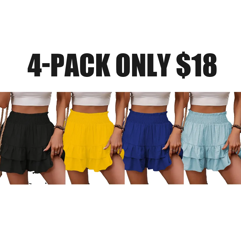 Women's high-waisted shorts with ruffles