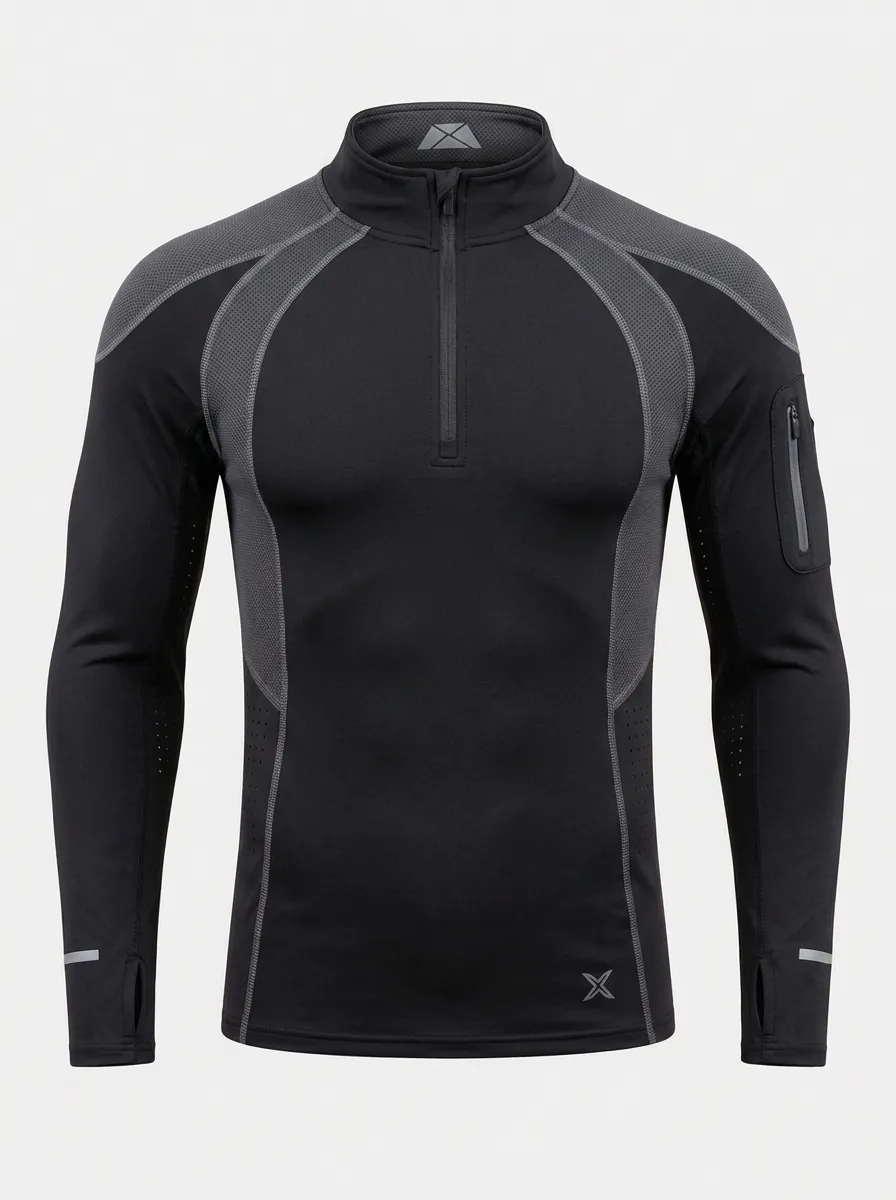 Men's Athletic Fitness Training Quarter-Zip Long Sleeve Shirt