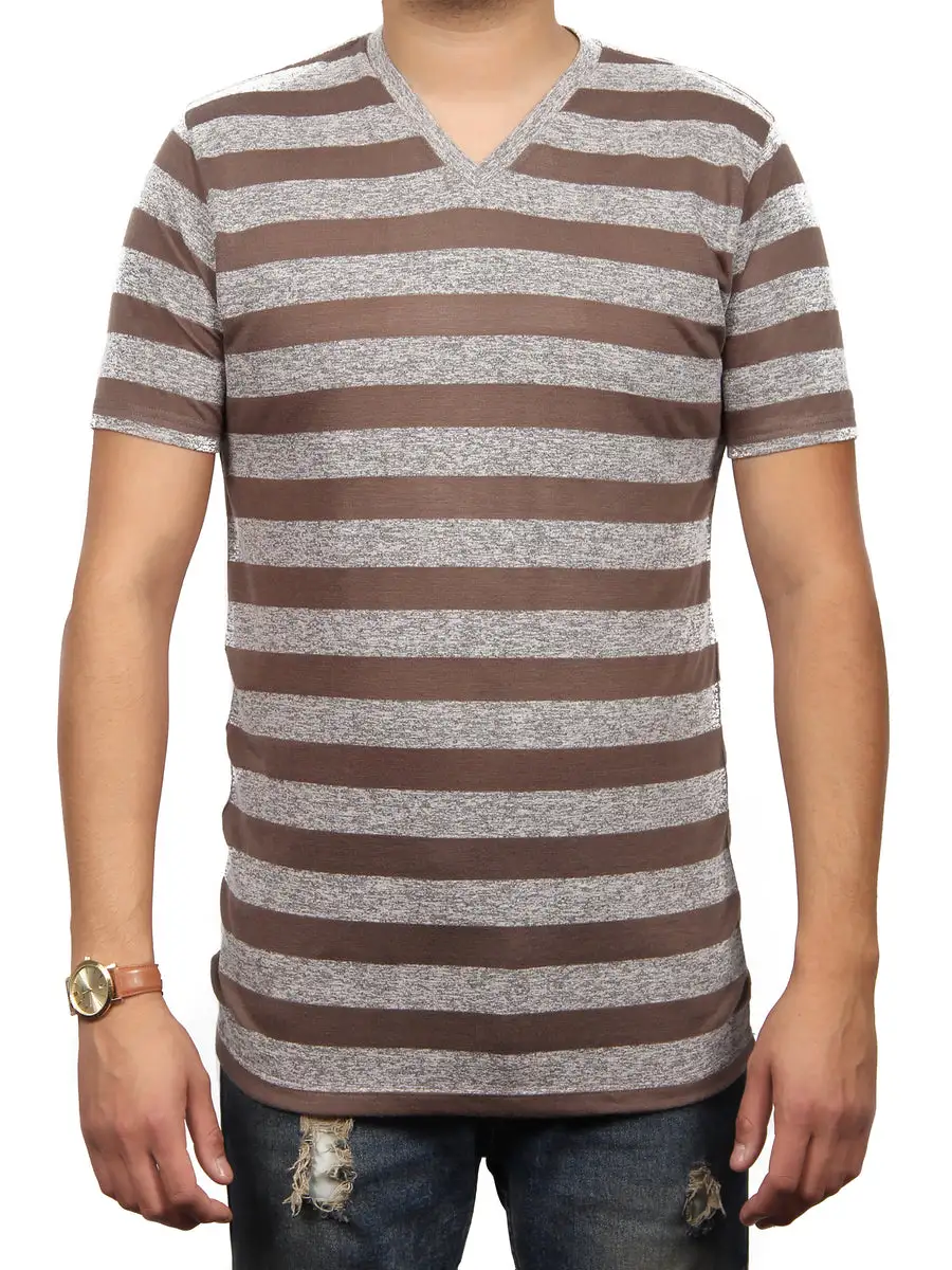 Striped Slub Jersey Men's Button Down T-Shirt