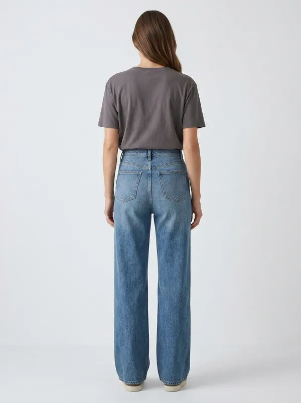 Travel-Ready High-Rise Wide-Leg Denim Jeans